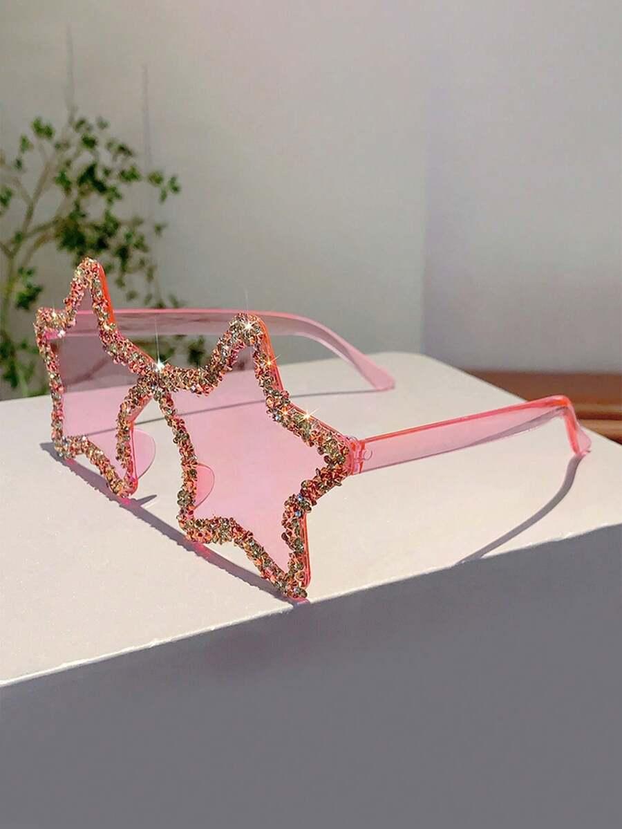 SHEIN OKULARY GWIAZDY ZDOBIENIE BROKAT S07