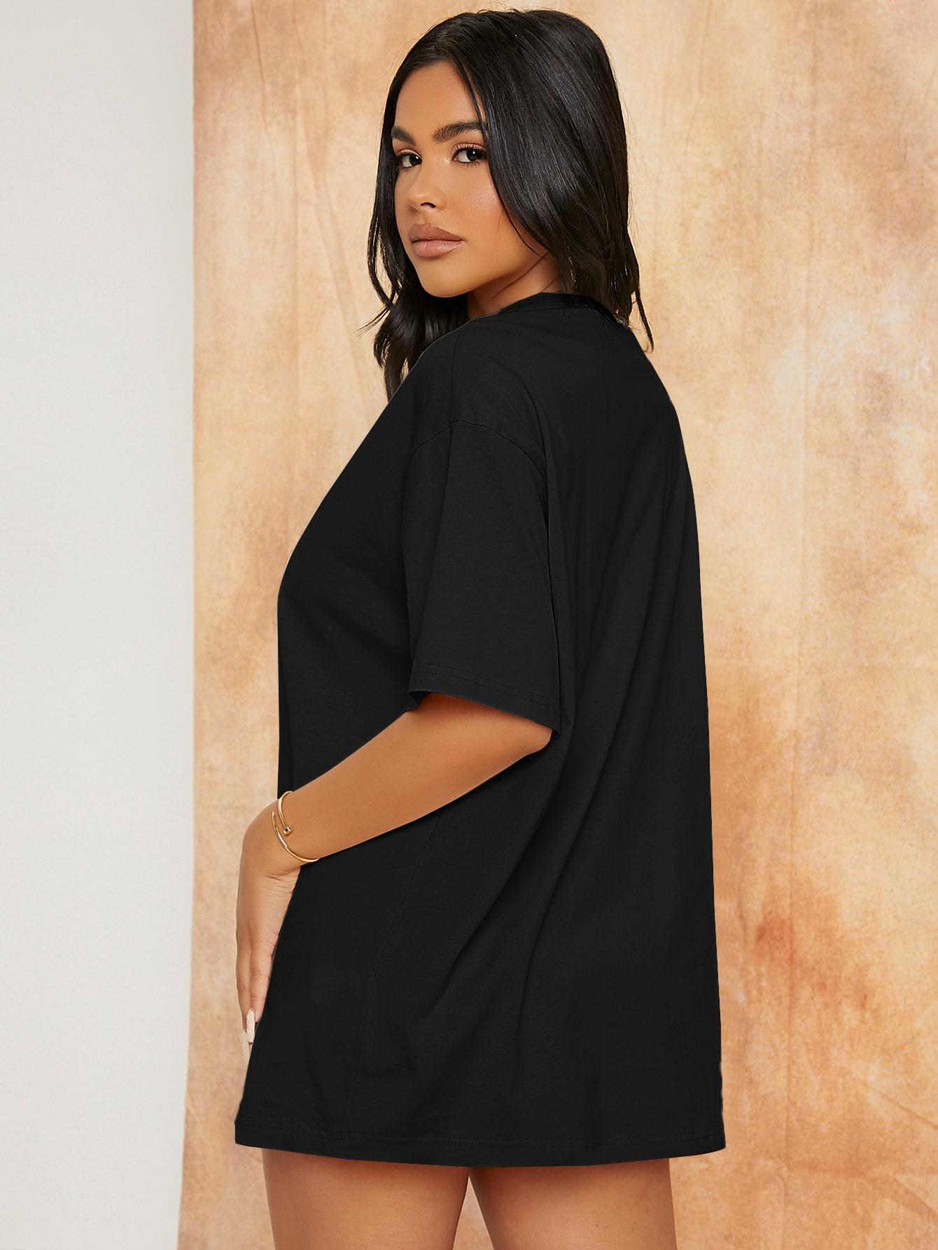 SHEIN CZARNY T-SHIRT CASUAL S06__M