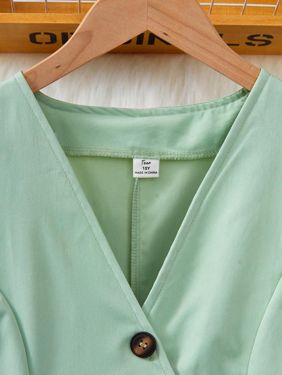 SHEIN ZIELONY KOMPLET BLUZKA SPODNIE S06__158/164
