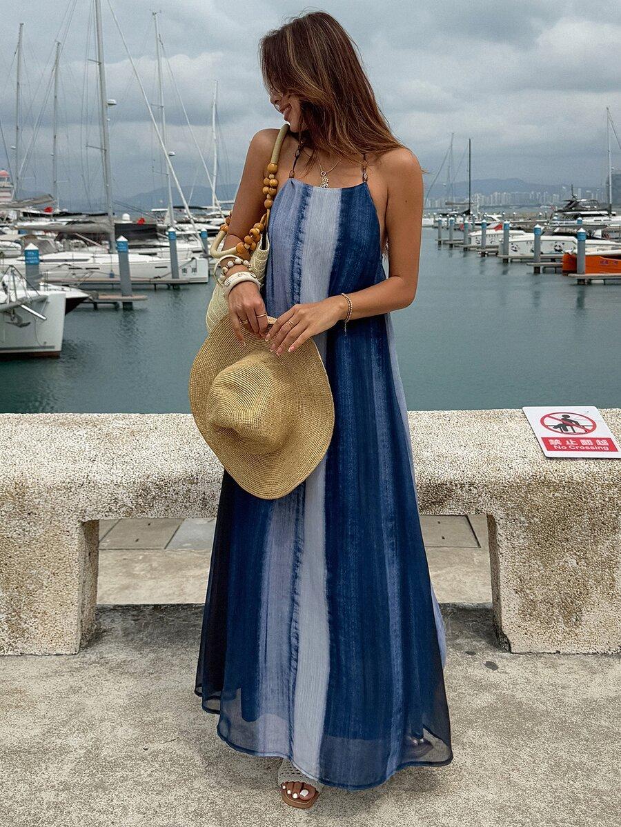 STRÉVRA NIEBIESKA MAXI SUKIENKA S06__L