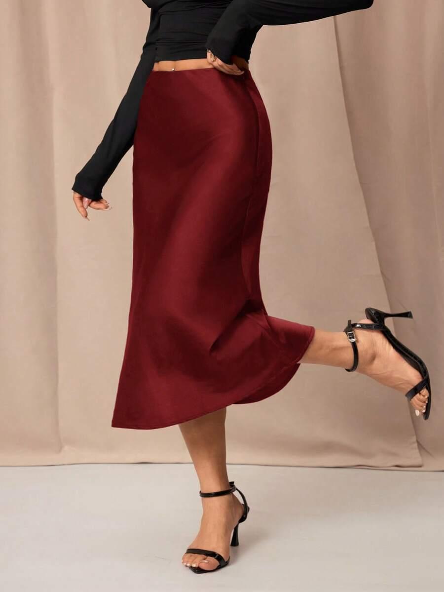 SHEIN CZERWONA MIDI SPÓDNICA S06__M