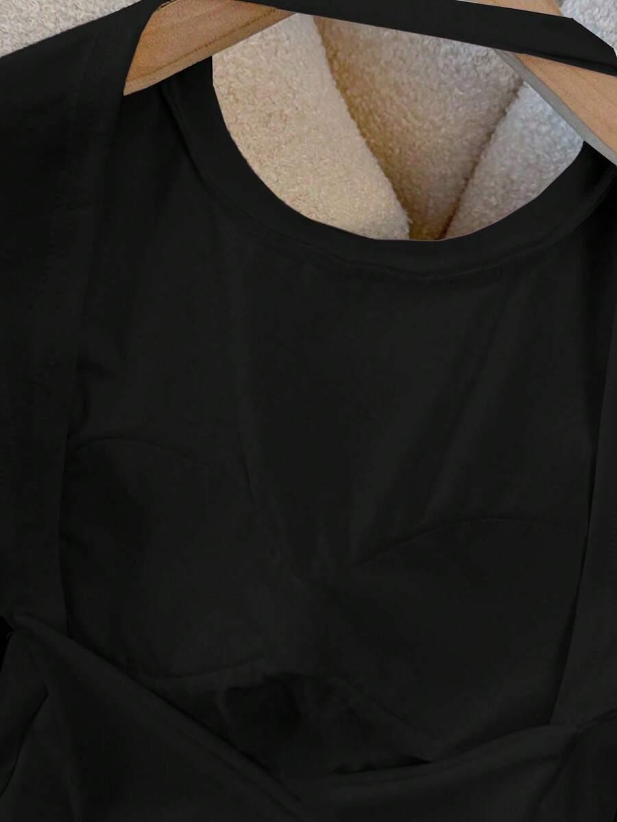 SHEIN CZARNA BLUZKA ODKRYTE PLECY S06__S