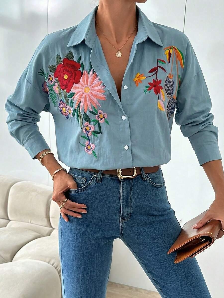 EURMUSE NIEBIESKA KOSZULA HAFT S06__L