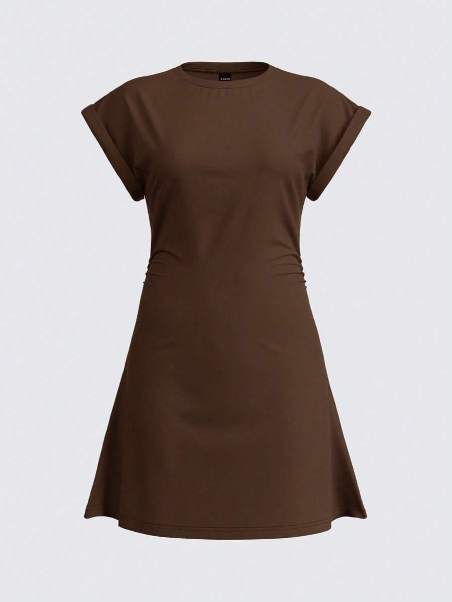 SHEIN BRĄZOWA MINI SUKIENKA S06__XS