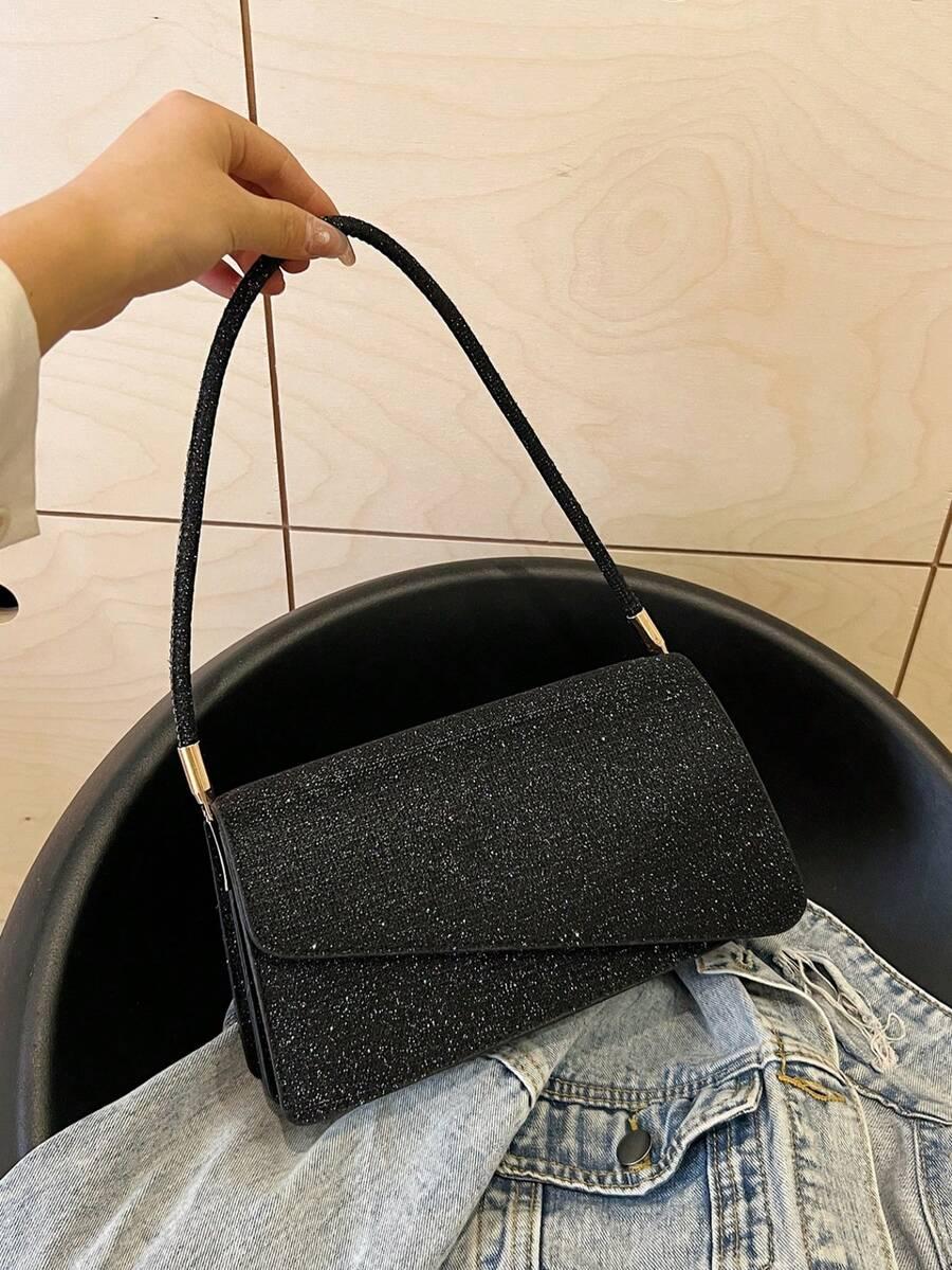 SHEIN CZARNA TOREBKA POŁYSK S07__24X7X14