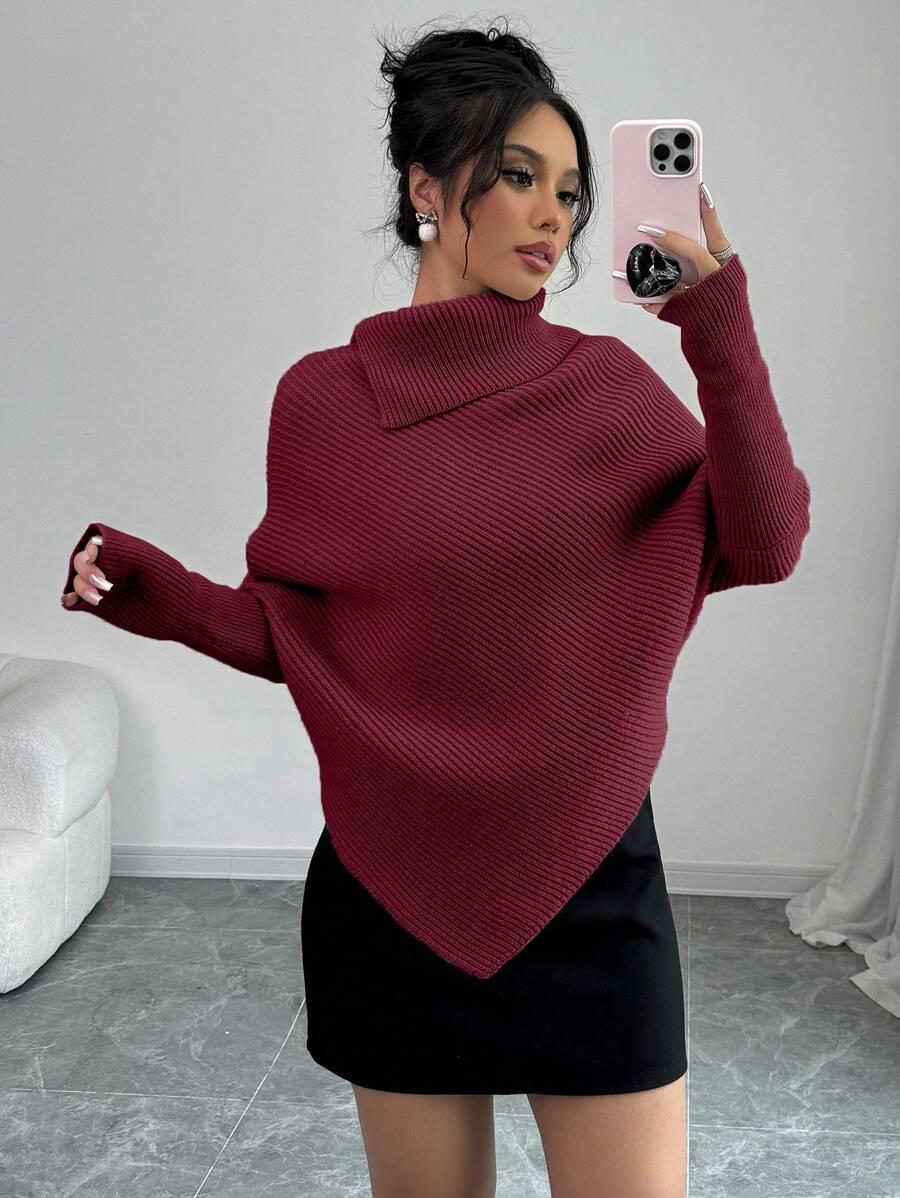 SHEIN CZERWONY SWETER ASYMETRIA S06__M