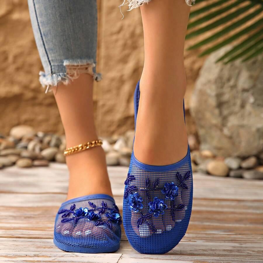 SHEIN NIEBIESKIE KLAPKI ZDOBIENIE S06__36