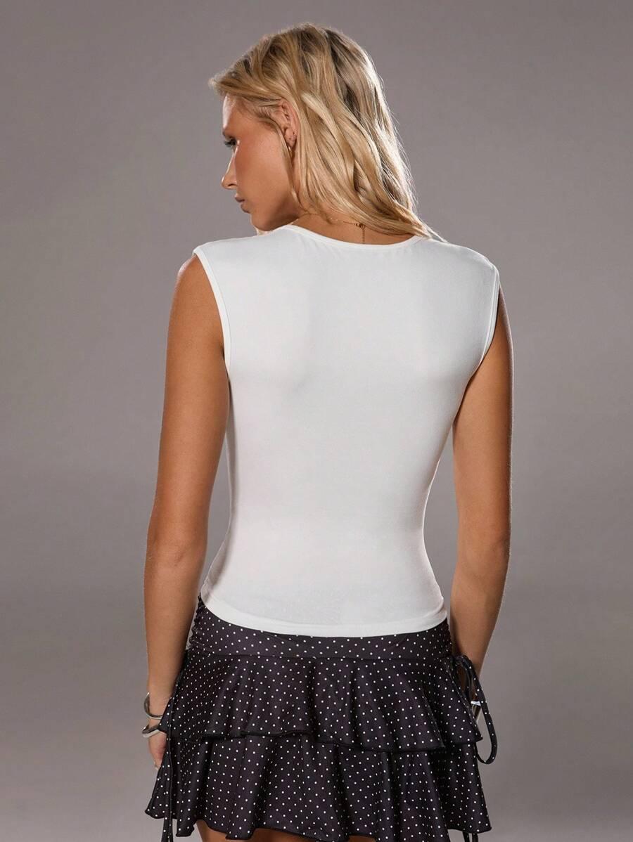 TRNVIE BIAŁA BLUZKA V-NECK S06__S