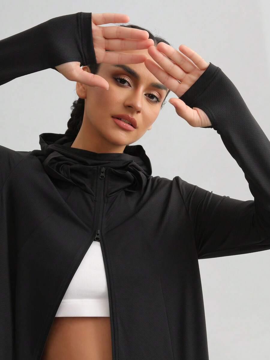 SHEIN KURTKA PRZECIWSŁONECZNA OCHRONA UV KAPTUR MASKA PK01__S