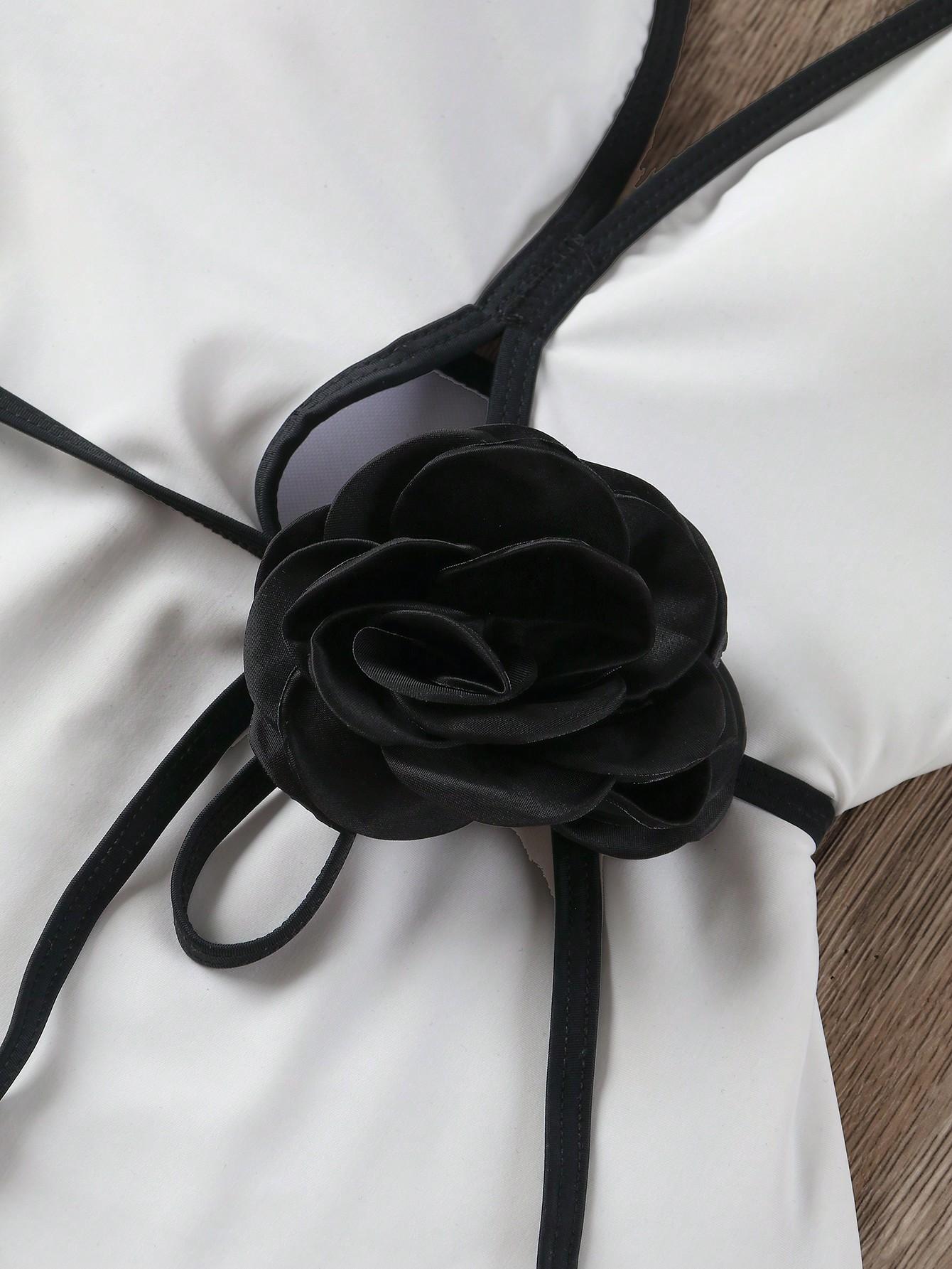 SHEIN JEDNOCZĘŚCIOWY STRÓJ KĄPIELOWY KWIATEK S09__M
