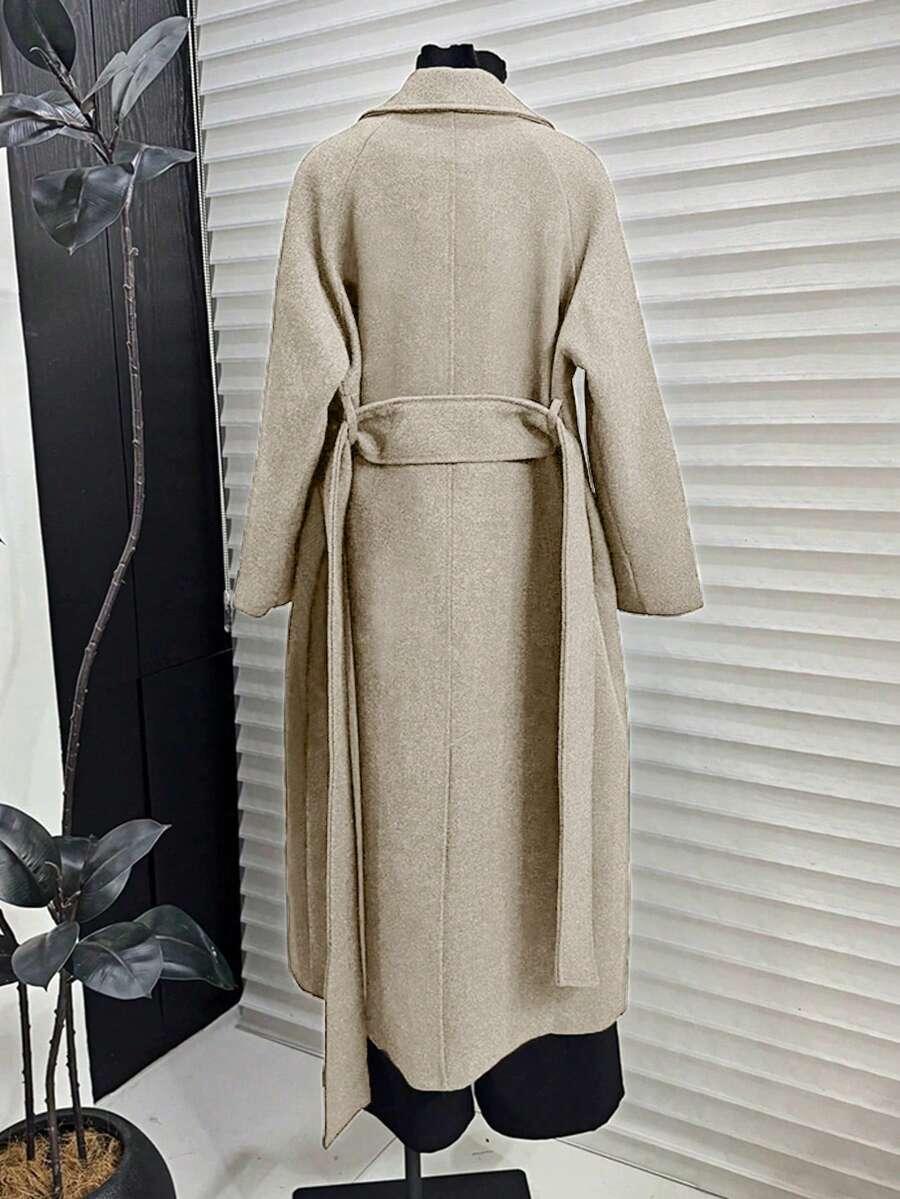 SHEIN BEŻOWY KLASYCZNY PŁASZCZ W01__M