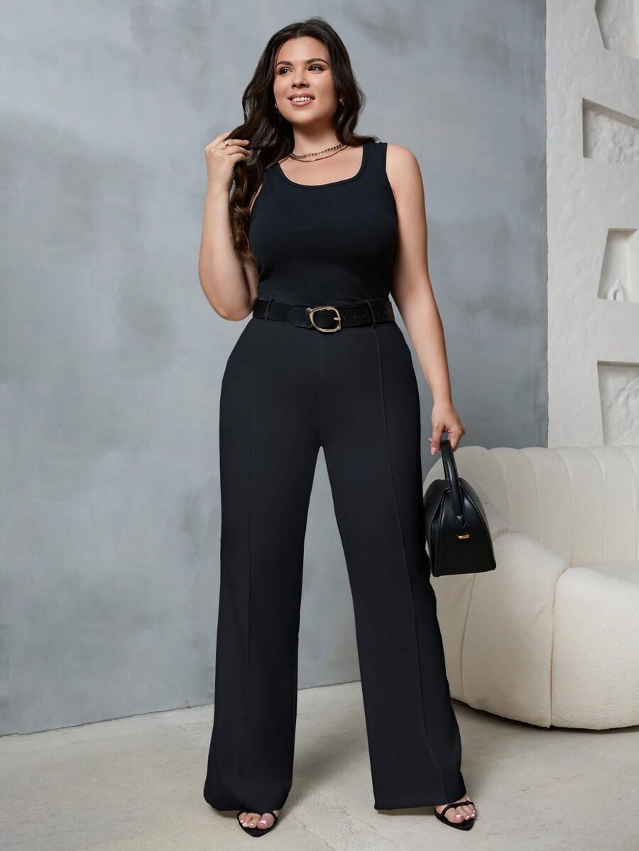 SHEIN CZARNE SPODNIE OZDOBNE SZWY S06__48