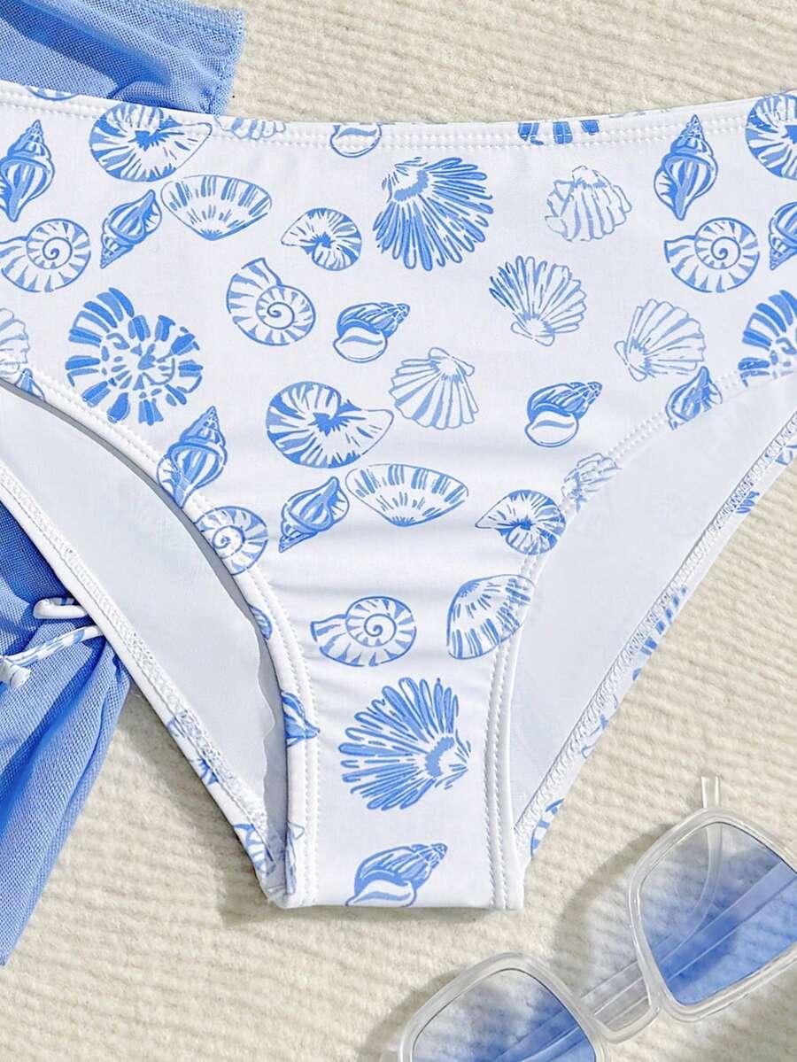 SHEIN TRZYCZĘŚCIOWY STRÓJ KĄPIELOWY WZÓR S09__134/140