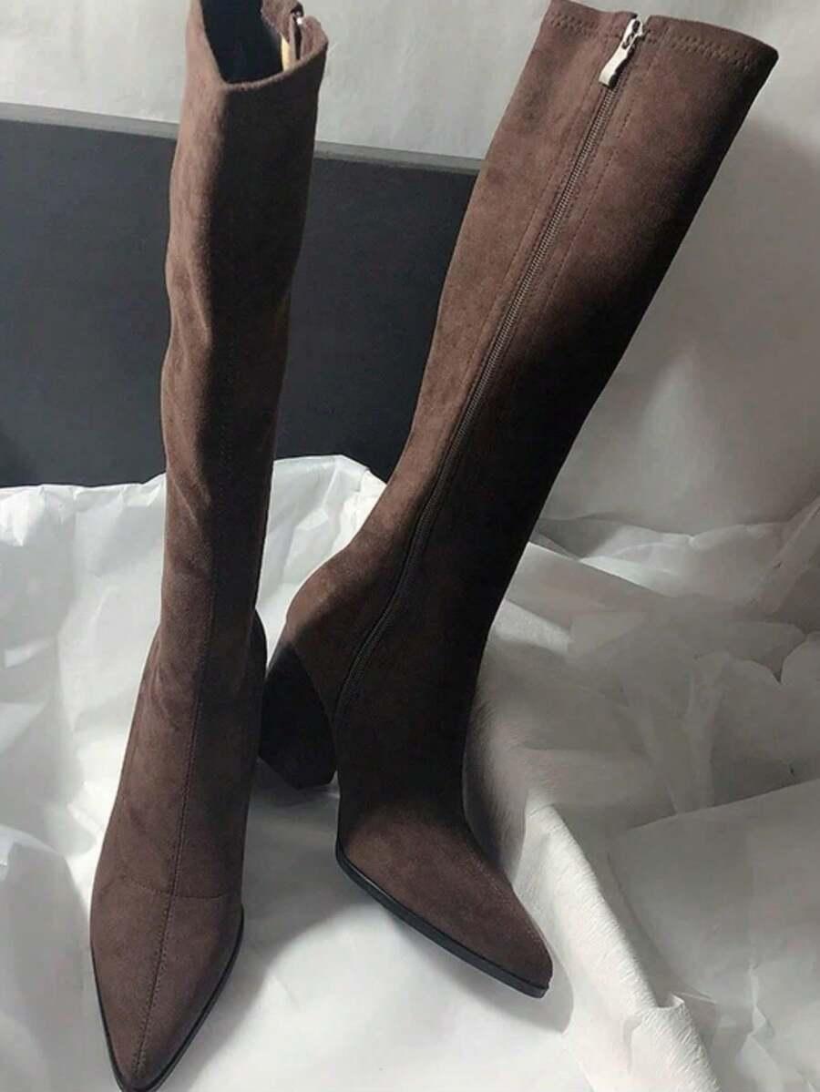 SHEIN BRĄZOWE KOZAKI IMITACJA ZAMSZU W01__37,5