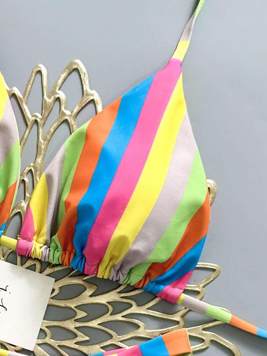 SHEIN DWUCZĘŚCIOWY STRÓJ KĄPIELOWY WZÓR PASKI S09__XL