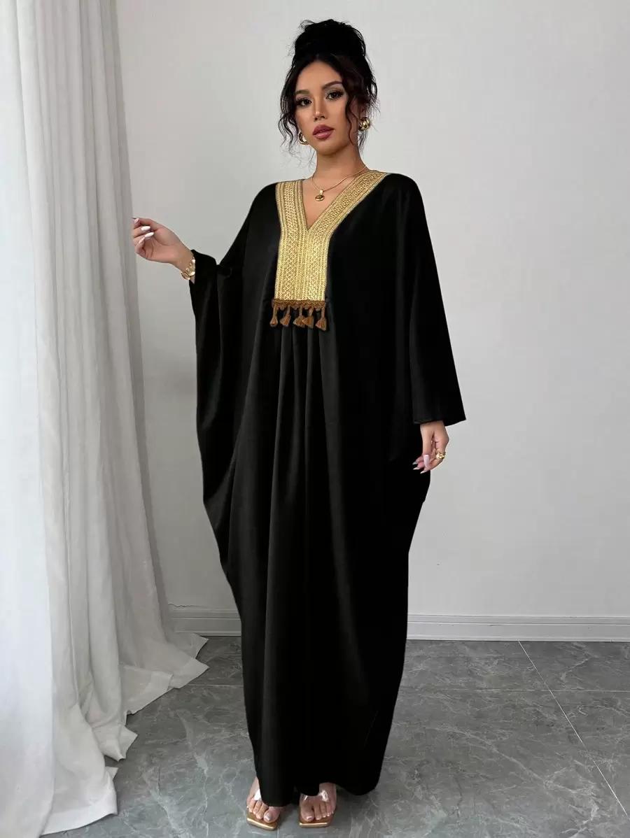 ELENZGA CZARNA MAXI SUKIENKA ZDOBIENIE S06__L