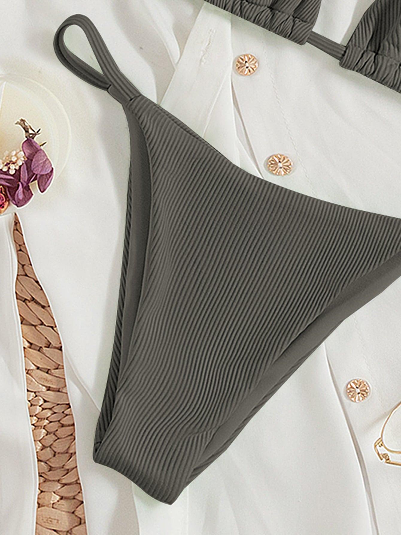 SHEIN SZARY STRÓJ KĄPIELOWY DWUCZĘŚCIOWY S09__M