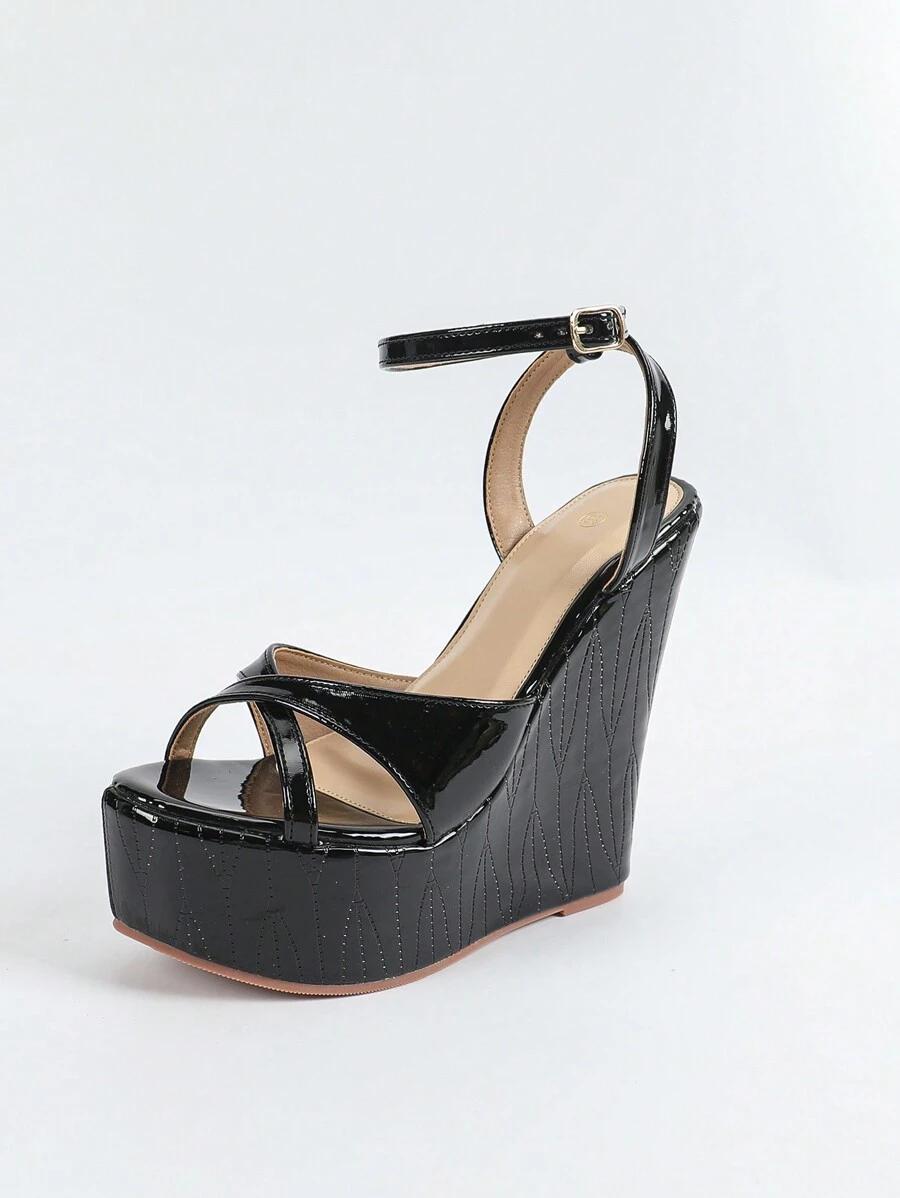 SHEIN CZARNE SANDAŁY NA KOTURNIE S06__36,5
