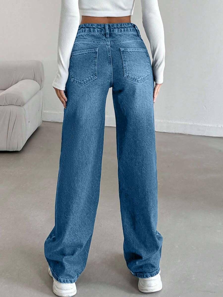 SHEIN NIEBIESKIE SPODNIE JEANS KIESZENIE ZAMEK PK01__L