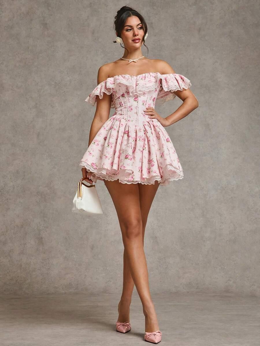 SHEIN MINI SUKIENKA WZÓR KWIATY S06__L
