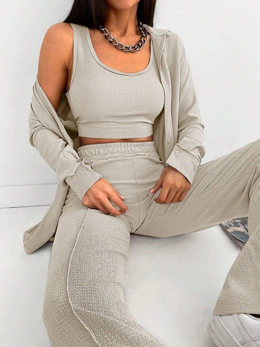 SHEIN SPODNIE TOP KOSZULA KOMPLET S09__S