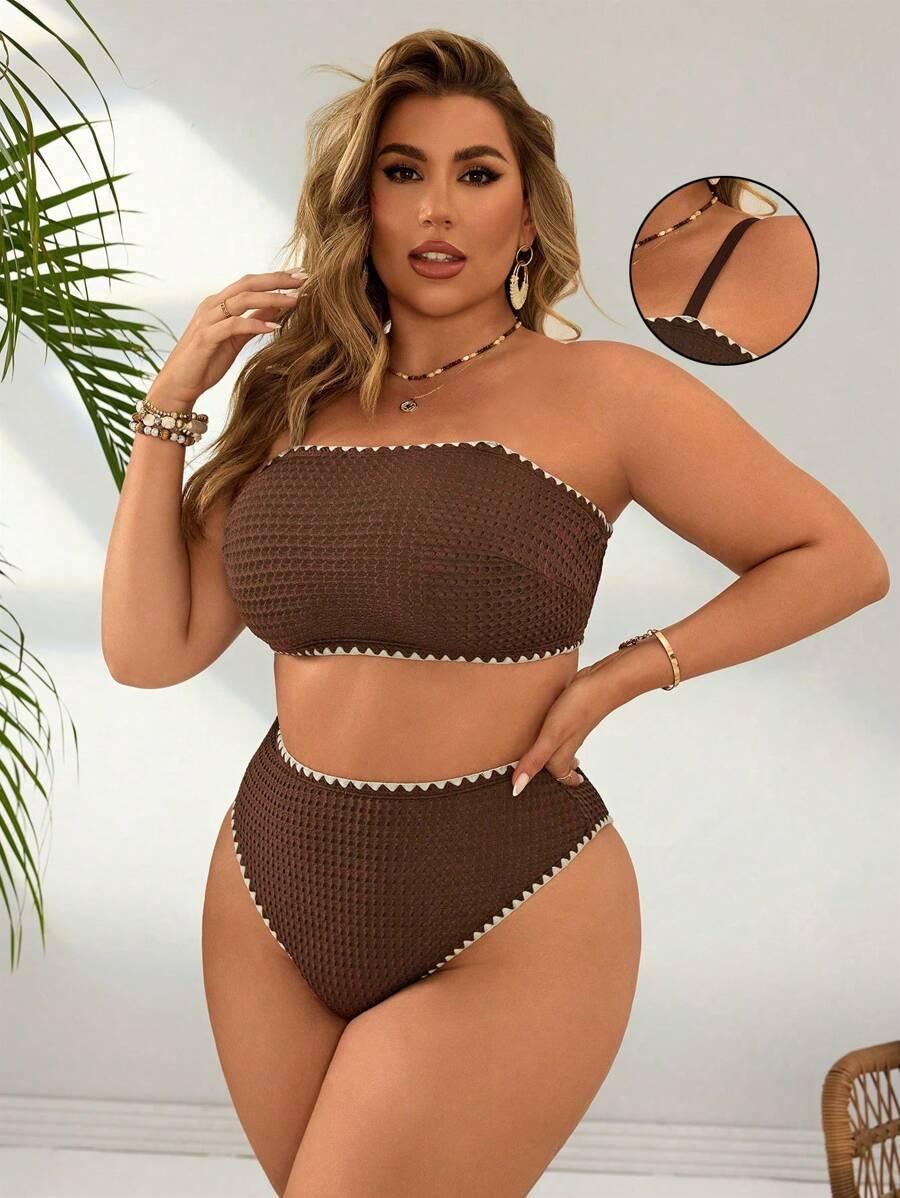 SHEIN BRĄZOWY DWUCZĘŚCIOWY STRÓJ KĄPIELOWY S09__46