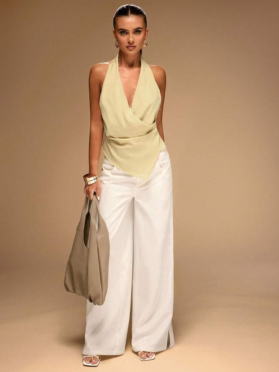 SHEIN ŻÓŁTY KOPERTOWY TOP S09__S