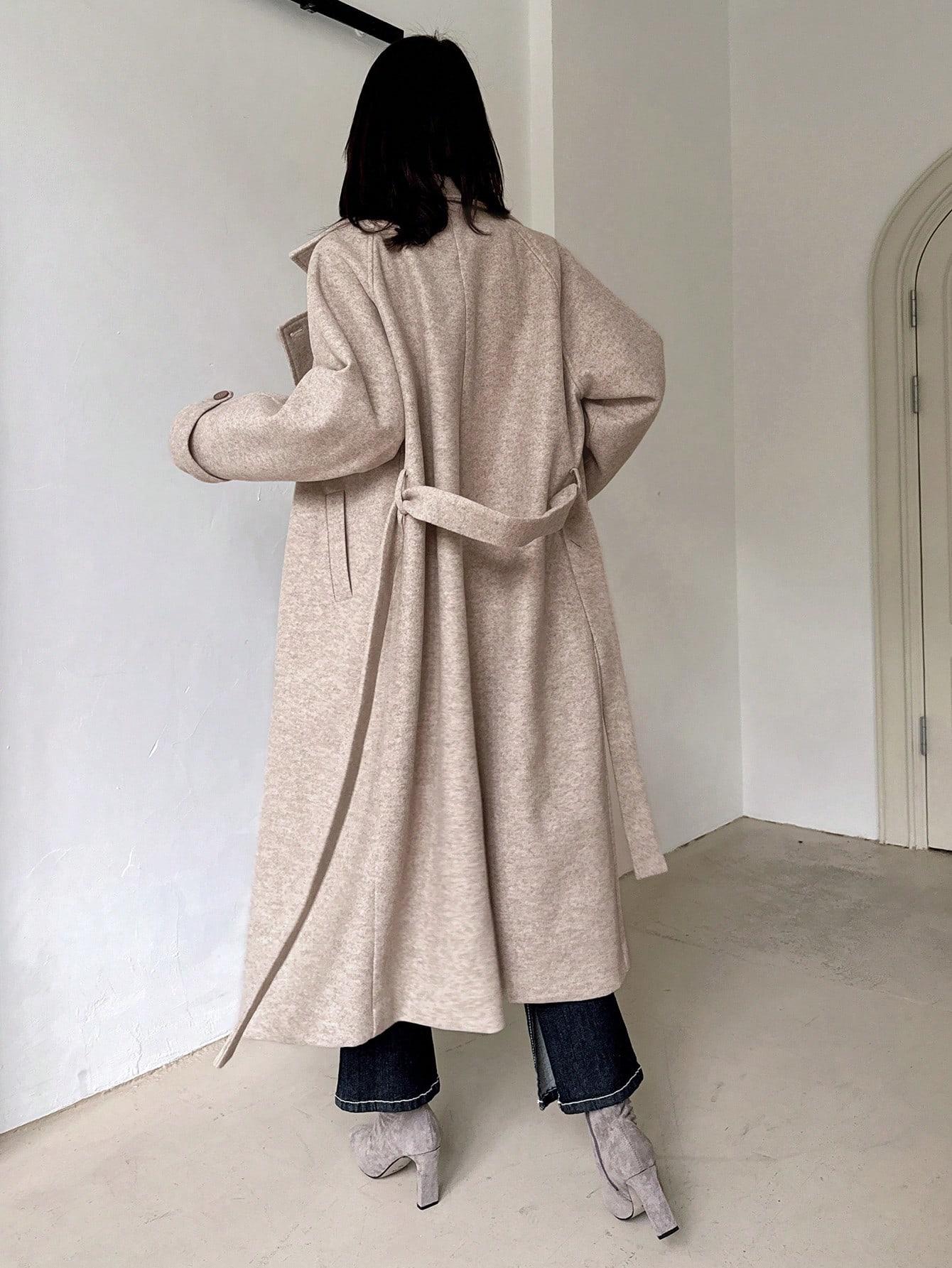 SHEIN BEŻOWY PŁASZCZ GUZIKI W01__S