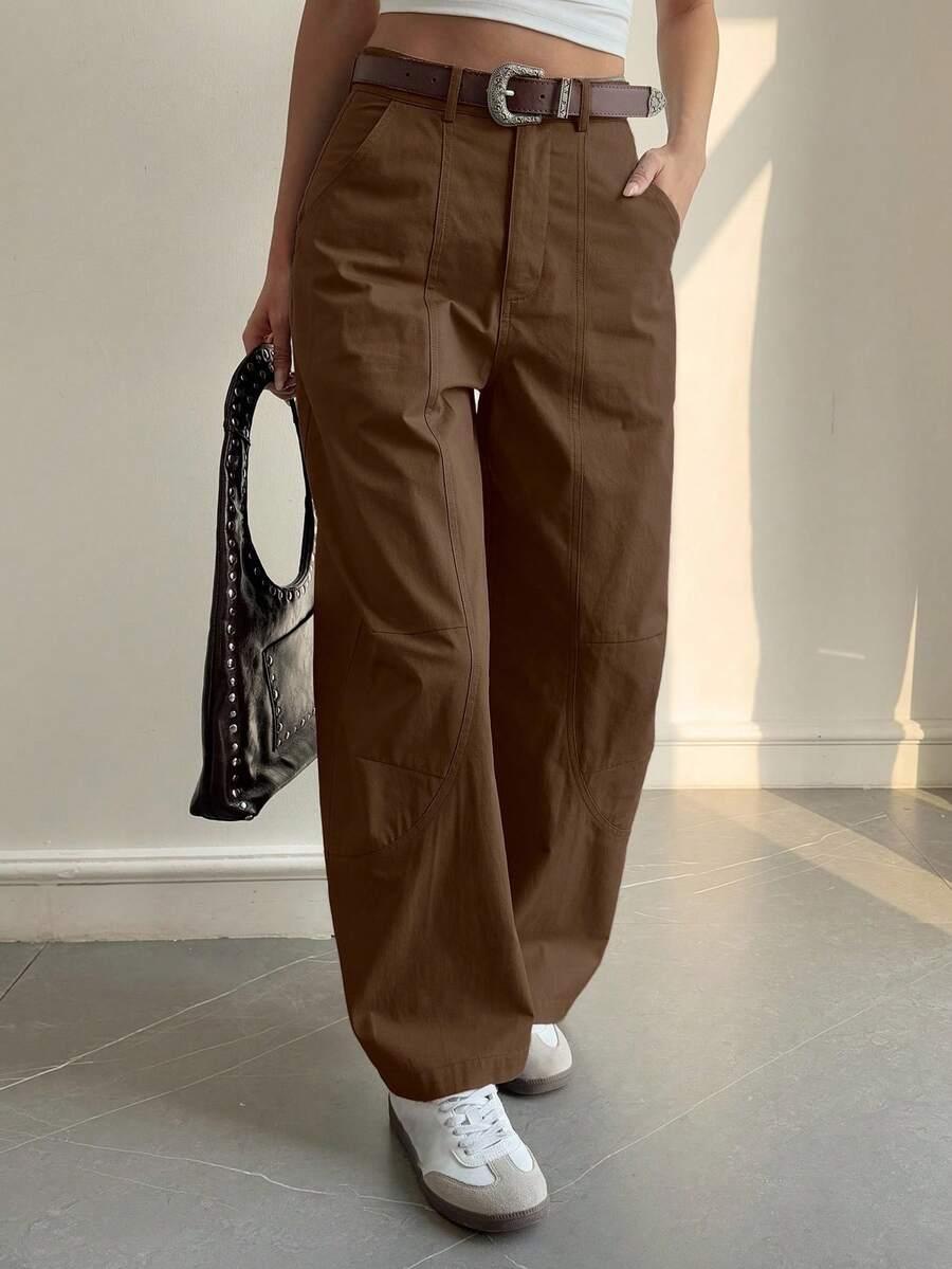 SHEIN BRĄZOWE SPODNIE CASUAL S06__L
