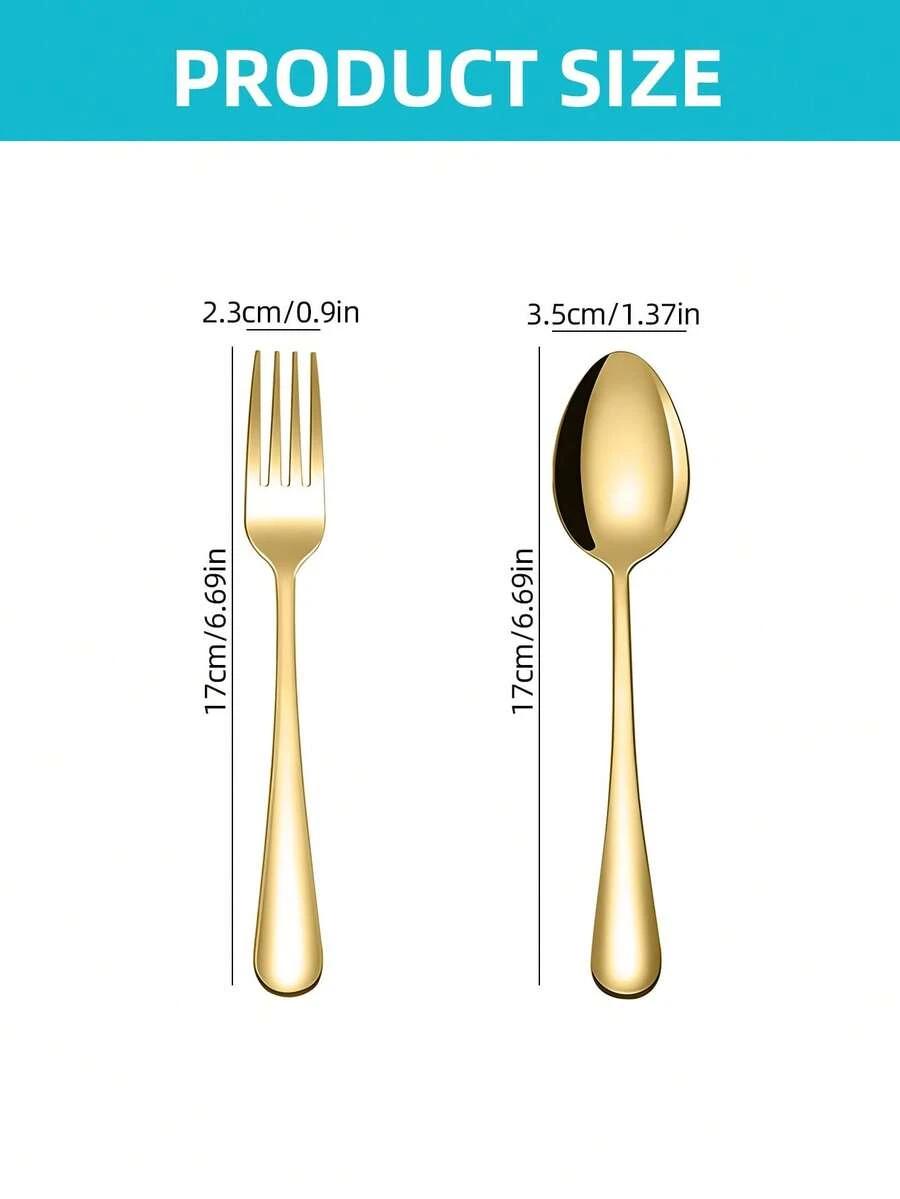 SHEIN ZŁOTY KOMPLET SZTUĆCÓW ŁYŻKA WIDELEC 2-PACK S07__3,5X17