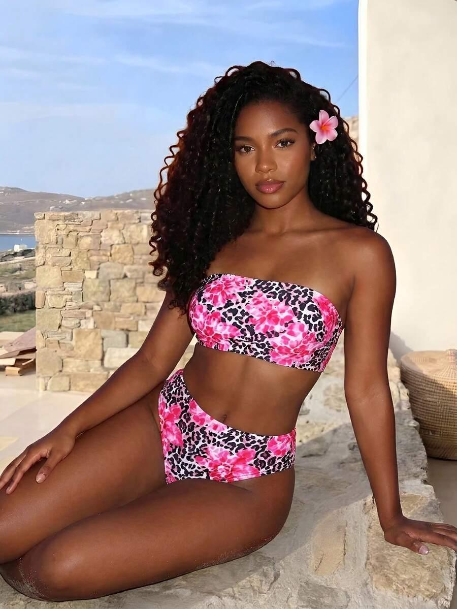 SHEIN DWUCZĘŚCIOWY STRÓJ KĄPIELOWY ANIMAL PRINT S09__M
