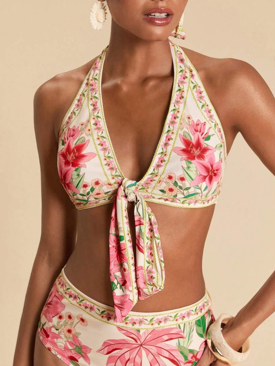 SHEIN DWUCZĘŚCIOWY STRÓJ KĄPIELOWY WZÓR KWIATY S09__M