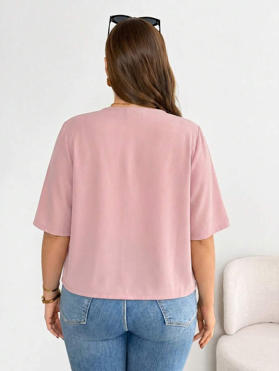 SHEIN RÓŻOWA NARZUTKA KRÓTKI RĘKAW S06__XXL