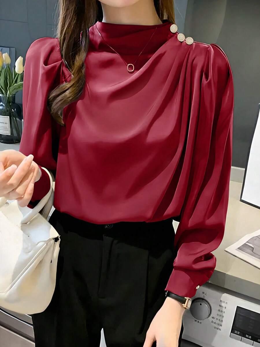 SHEIN CZERWONA BLUZKA GUZIKI S06__M