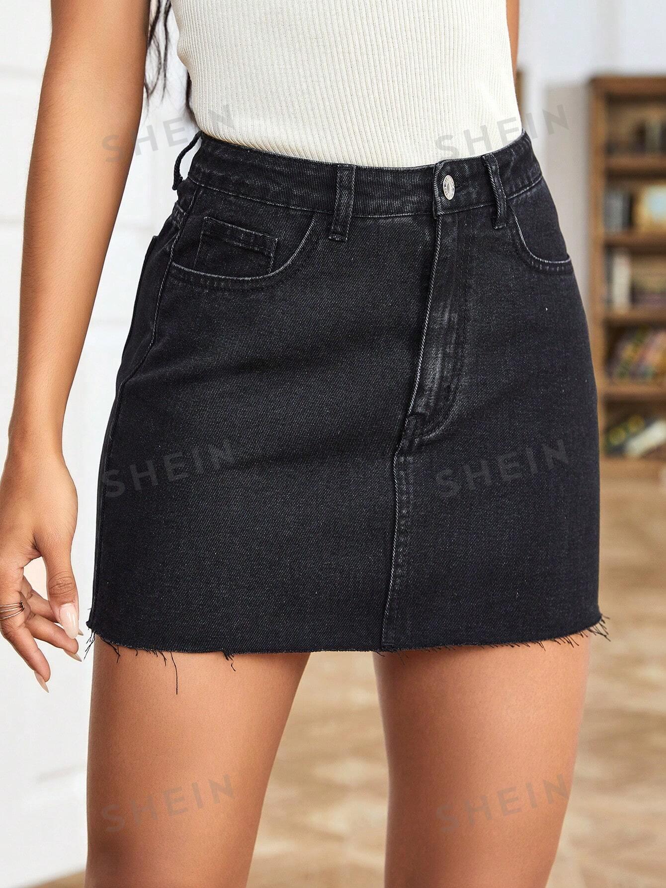SHEIN CZARNA SPÓDNICA JEANSOWA S09__XS