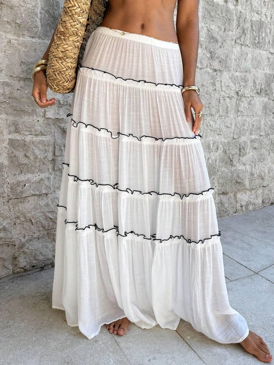 SHEIN BIAŁA PLAŻOWA SPÓDNICA S06__M