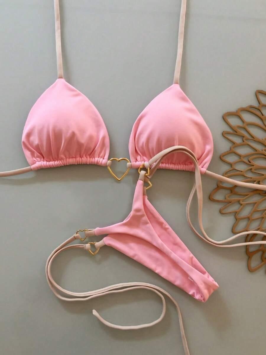 SHEIN RÓŻOWY STRÓJ KĄPIELOWY DWUCZĘŚCIOWY S09__L