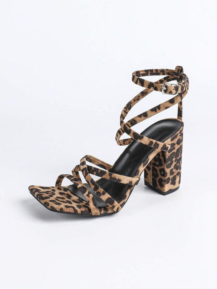 SHEIN SANDAŁY NA OBCASIE ANIMAL PRINT PASKI PK01__38