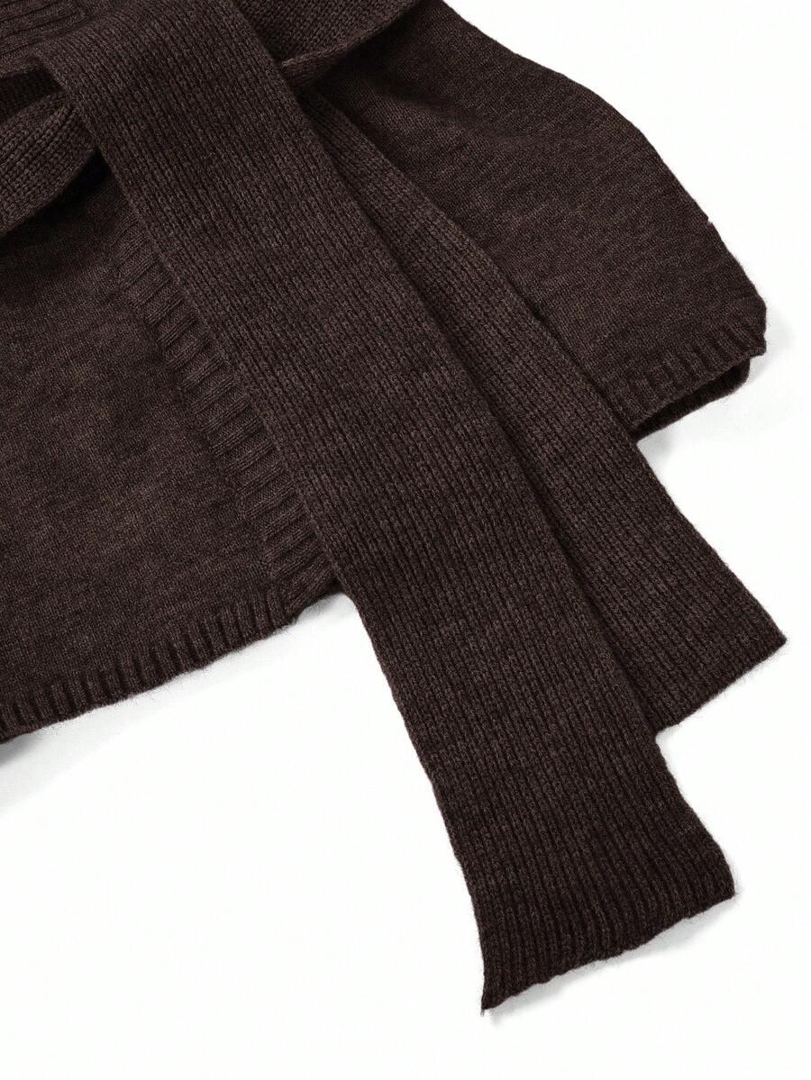 SHEIN BRĄZOWY SWETER WIĄZANIE S06__XL