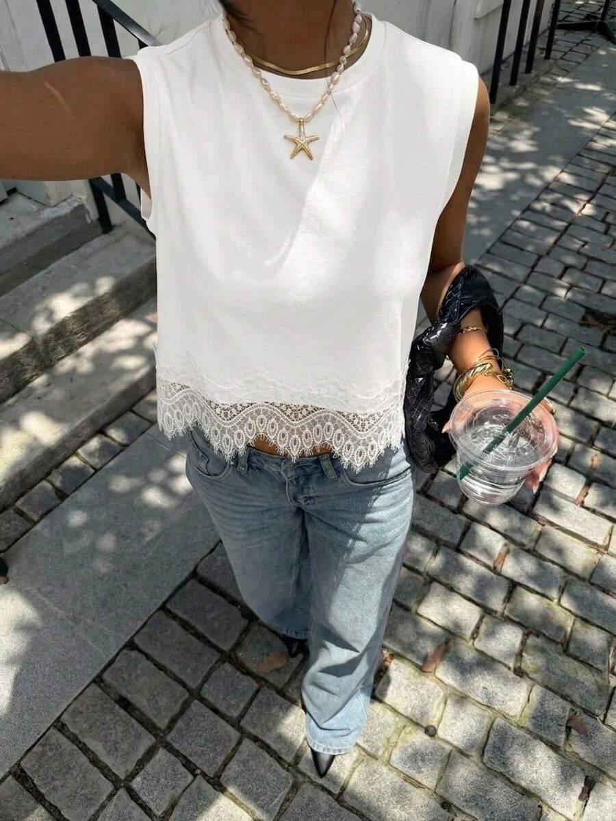 SHEIN BIAŁA BLUZKA KORONKA S06__L