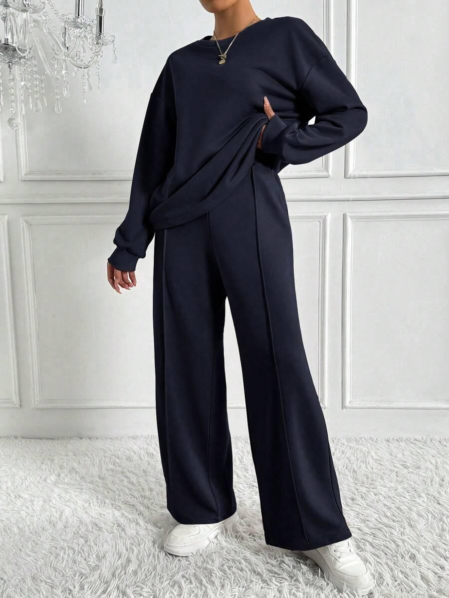 SHEIN GRANATOWA BLUZA BASIC S06__L