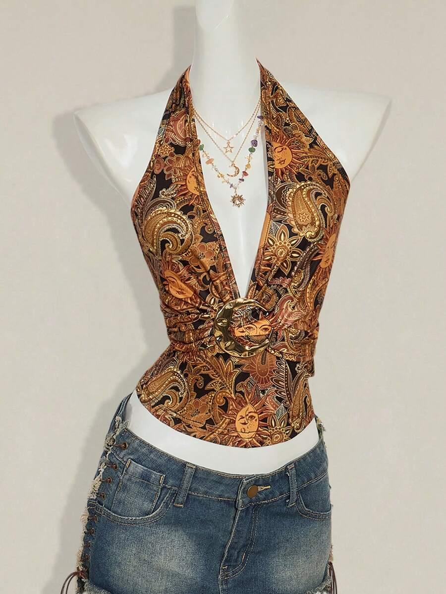 SHEIN TOP WIĄZANY NA SZYJI S06__M