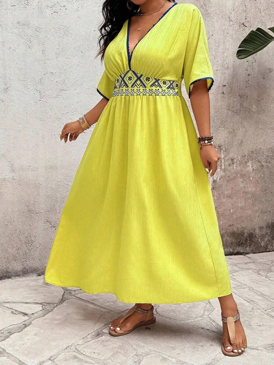 SHEIN ŻÓŁTA MAXI SUKIENKA S06__46