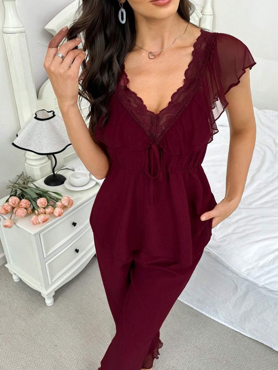 SHEIN CZERWONA PIŻAMA KOMPLET S06__L
