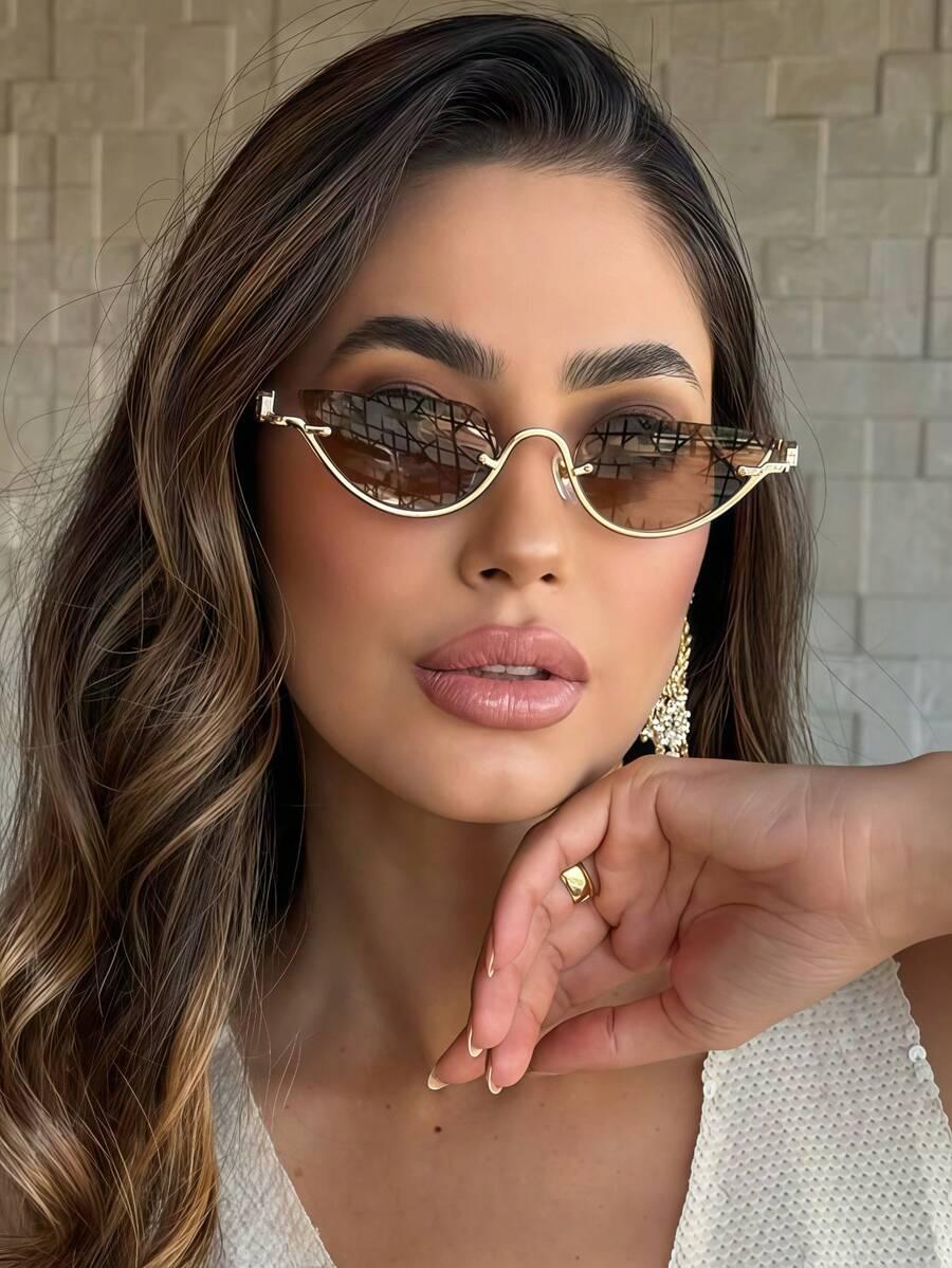 SHEIN OKULARY PRZECIWSŁONECZNE ZŁOTE OPRAWKI S07