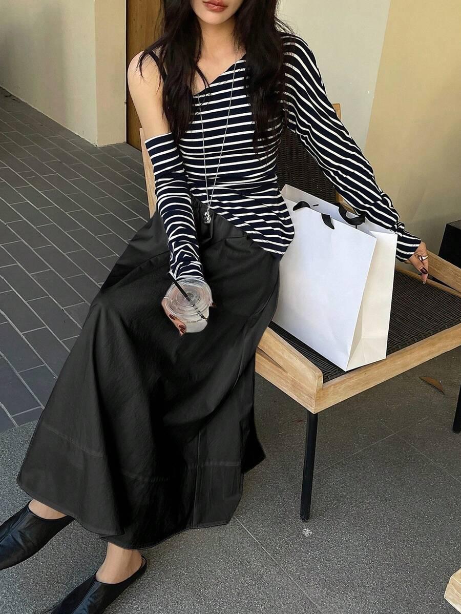 SHEIN CZARNA MAXI SPÓDNICA S06__M