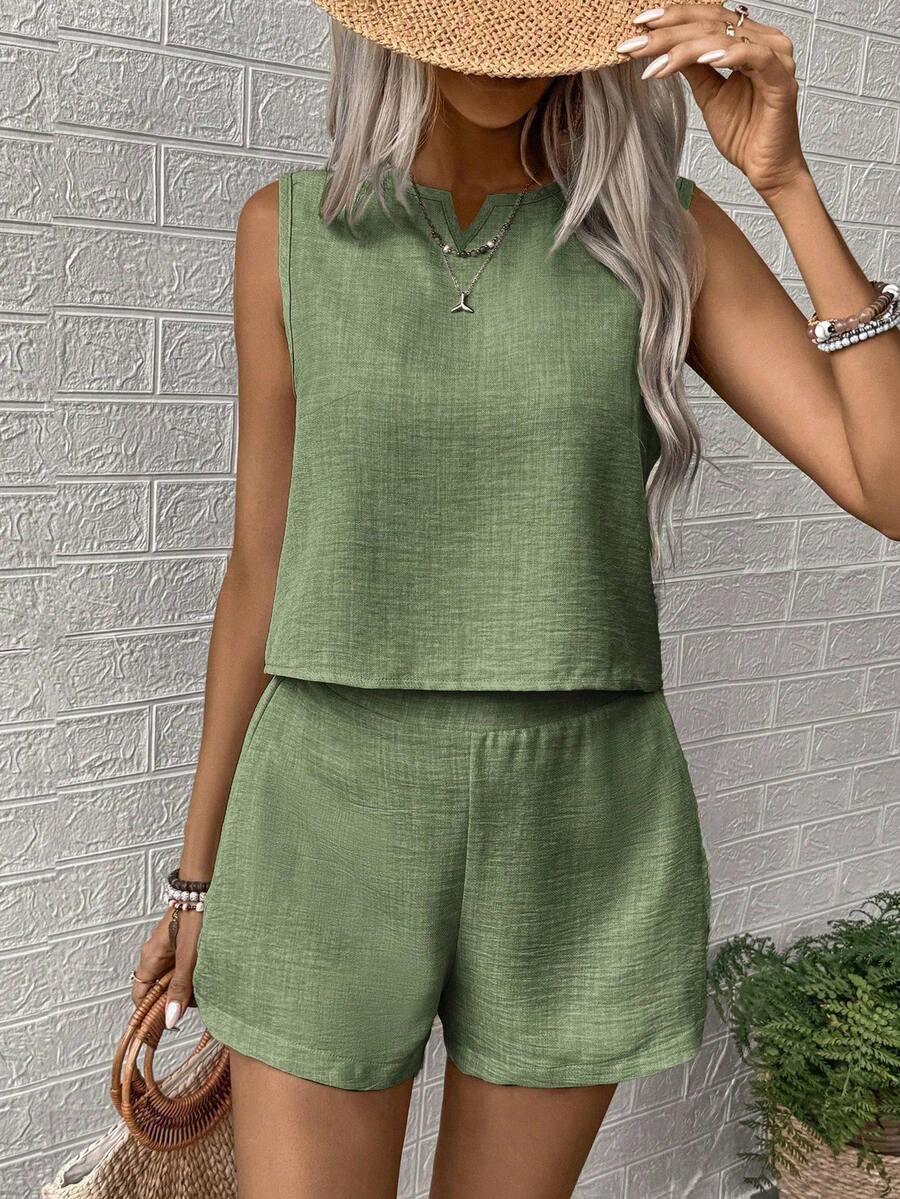 SHEIN ZIELONE SPODENKI BLUZKA KOMPLET S06__S