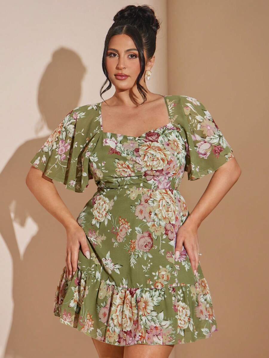 SHEIN ZIELONA MINI SUKIENKA WZÓR S06__48