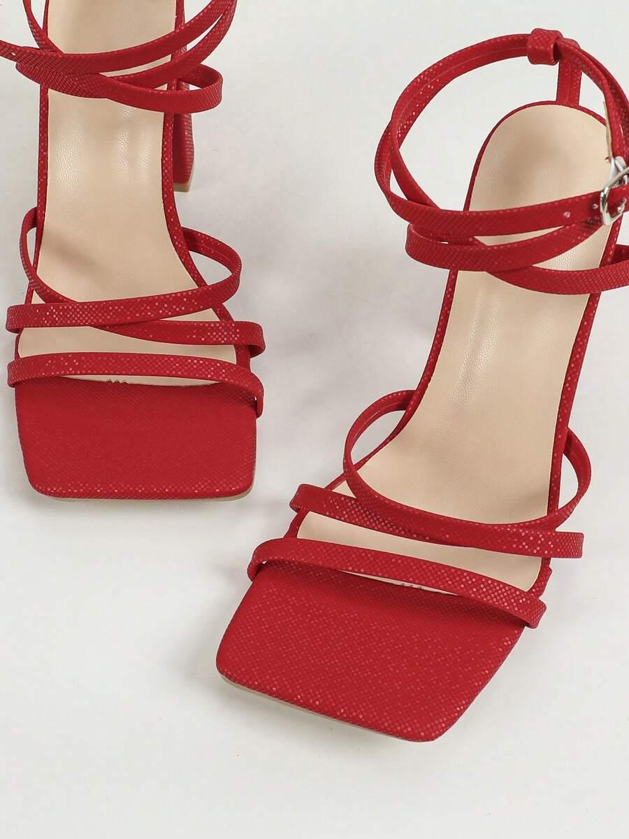 SHEIN CZERWONE SANDAŁY NA OBCASIE PK01__40