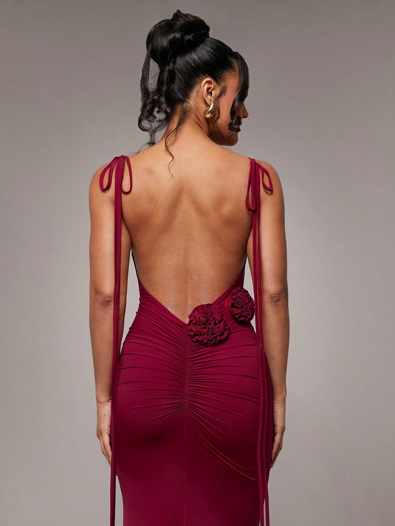 SHEIN BORDOWA SUKIENKA ODKRYTE PLECY S06__XS
